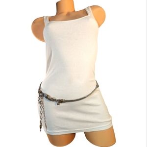 BRIGHTON M SILVER DOUBLE CHAIN PREPPY HEART BELT